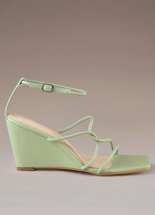 front Comfy Crossband Buckle Wedge Sandals