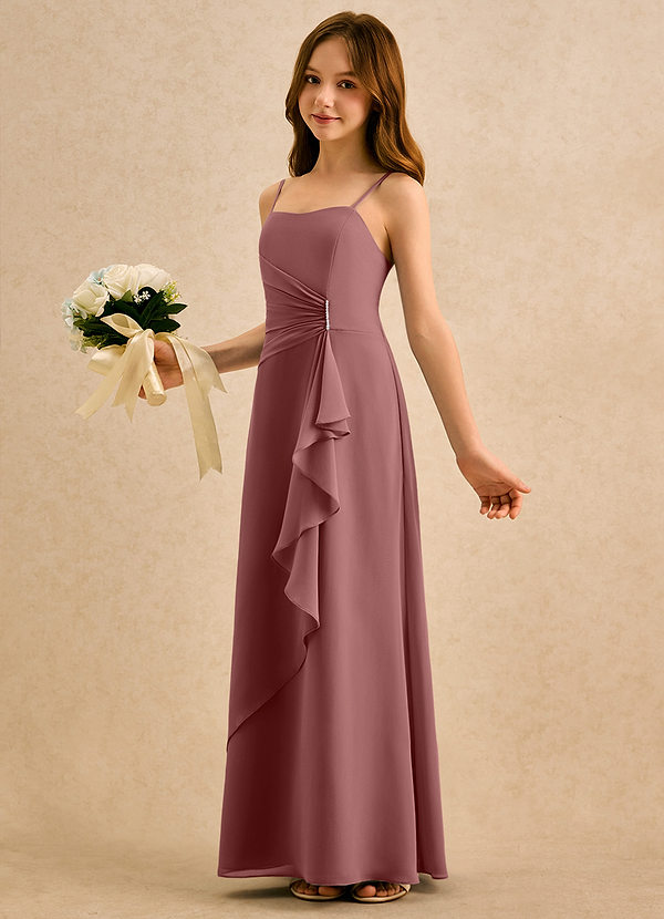 Azazie lolly Girls Formal Sukienki dla dziewczynek sypiących kwiaty Linia A Pofałdowany Szyfon Długość podłogi Sukienka image1