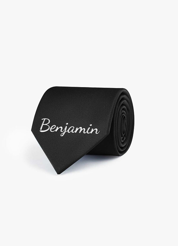 front Gravata larga bordada de cetim elástico personalizada
