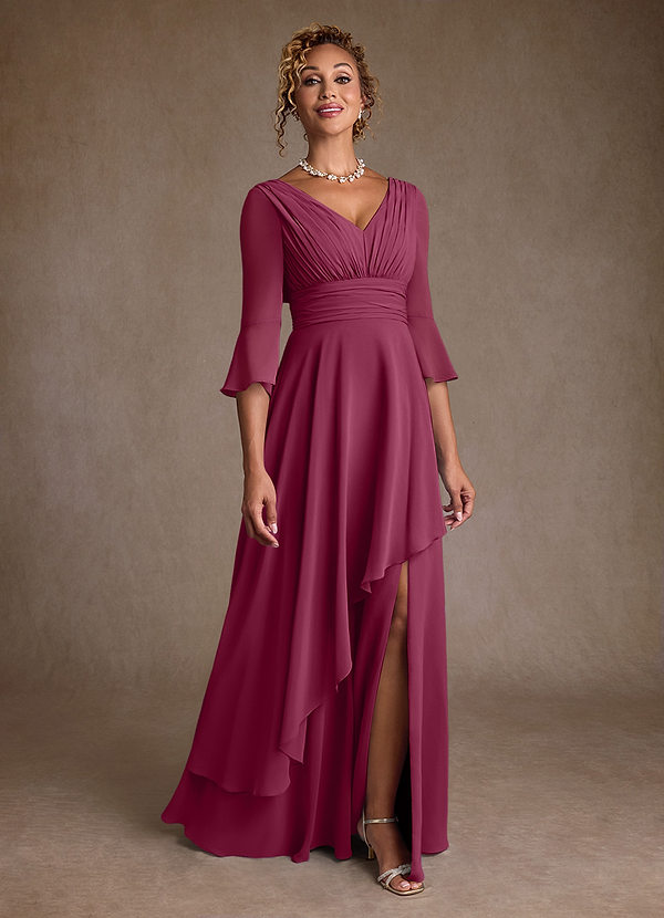Azazie Eire Mother of the Brides Dresses Mulberry A-Line Pleated Chiffon Dress image1