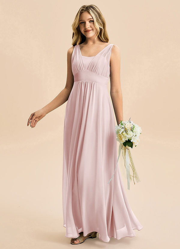 Azazie Odette Junior Klä av A-Line i Chiffong Älskling Halsringning image1