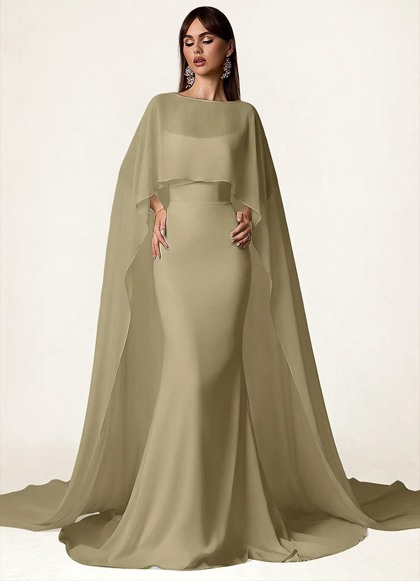 front Azazie Chiffon-Umhang in passender Farbe