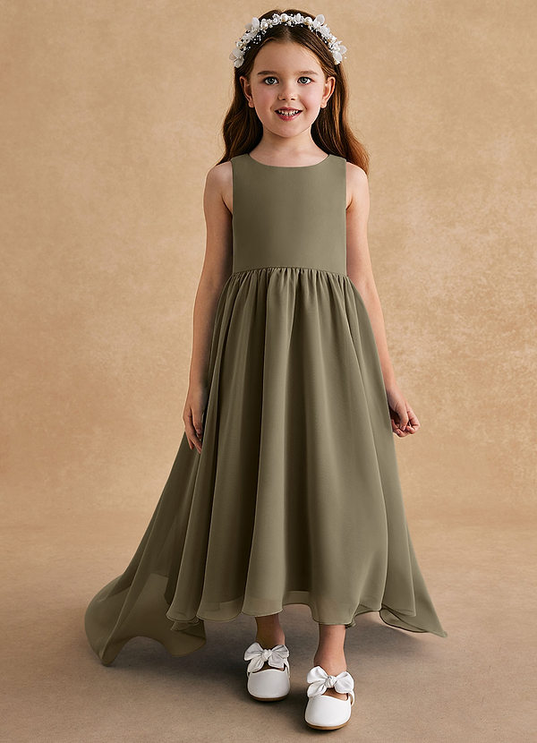 Azazie Pip Flower Girl Dresses Willow Green A-Line Sleeveless Chiffon Dress image1