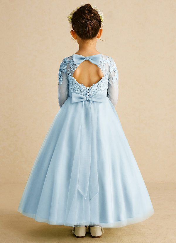 Azazie Precious Blumenkinder Kleider A-Linie Spitze Tüll Kleid Himmelblau image1