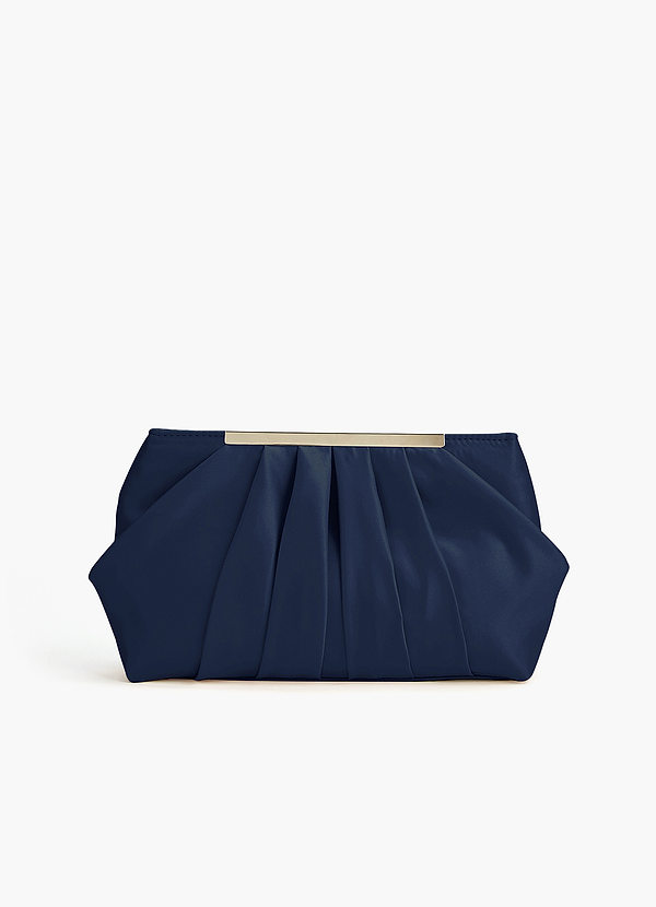 front Matching Color Matte Satin Pleated Clutch
