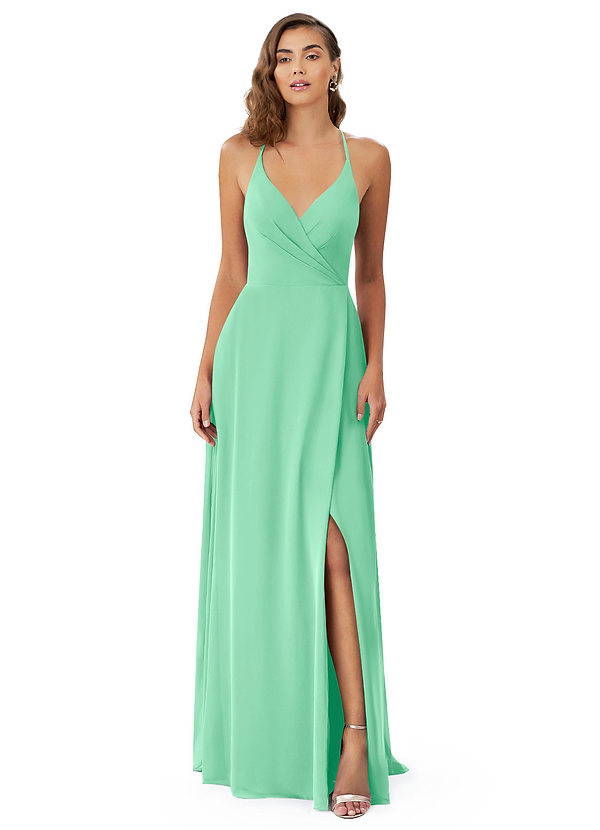 Robe Demoiselle D'Honneur Longue En Mousseline Avec Manches à