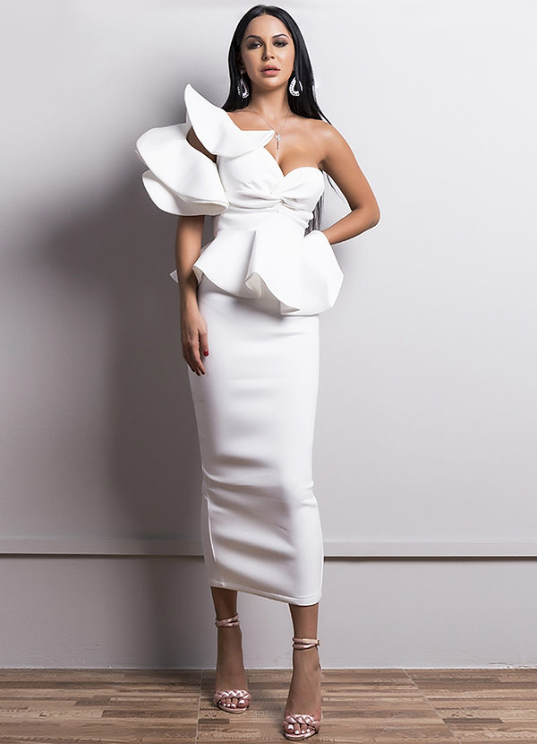 missord exaggerated ruffle one shoulder