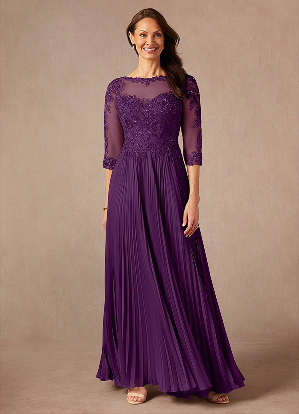 Azazie Corinne Mother of the Brides Dresses Grape A-Line Sequins Chiffon Dress image1