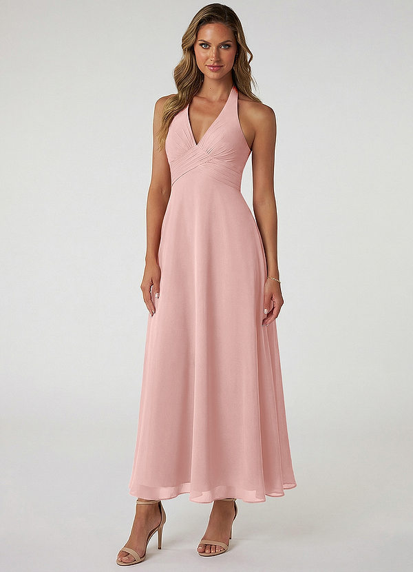 Azazie Tessie Suknie dla druhen Linia A Pofałdowany Szyfon Długość kostki Sukienka image1