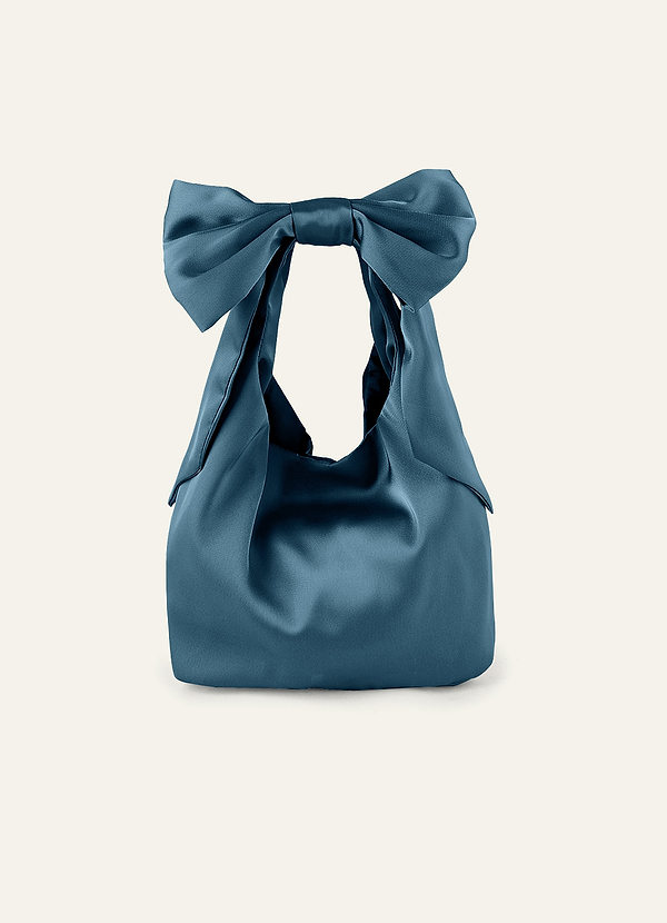 front Handväska i stretchig satin med rosett i matchande färg