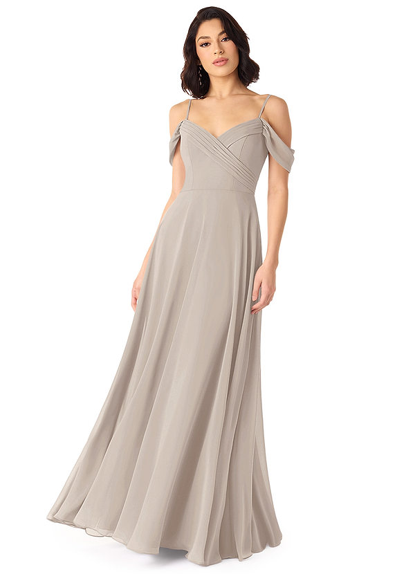 Azazie Tancie Bridesmaid Dresses Frost A-Line Off the Shoulder Chiffon Convertible Dress image1