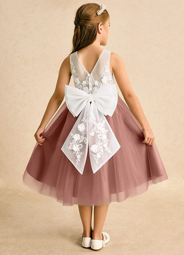 Azazie Lina Flower Girl Dresses Ivory Cedar Rose Ball-Gown Lace Dress image1