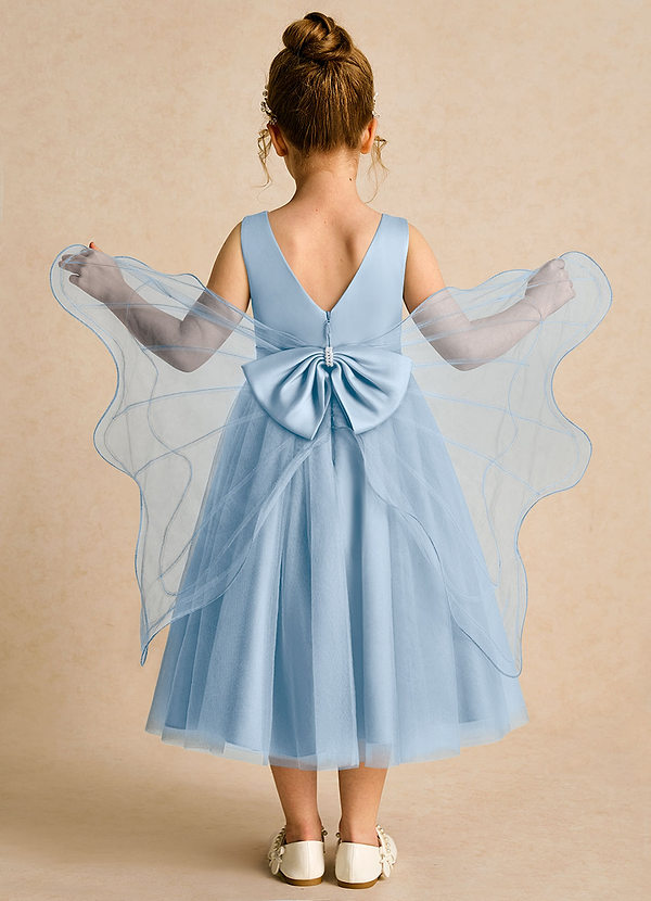 Azazie Pear Flower Girl Dresses Powder Blue Ball-Gown Bow Tulle Dress image1