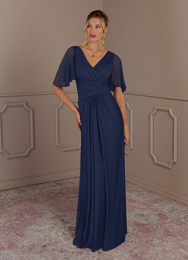 Azazie Sicily Mother of the Bride Dresses A-Line Pleated Jersey Floor-Length Dress image1