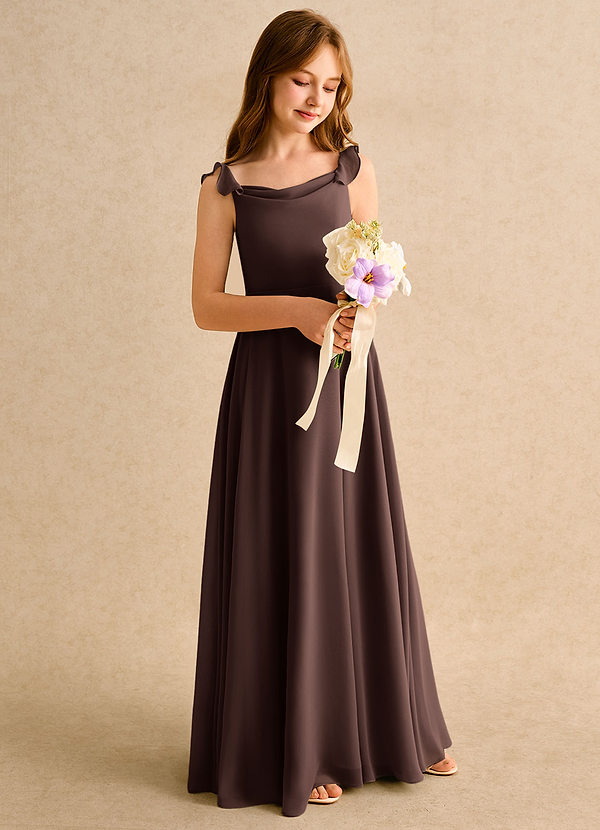 Azazie Puppy Girls Formal Flower Girl Dresses Ganache A-Line Pleated Chiffon Dress image1
