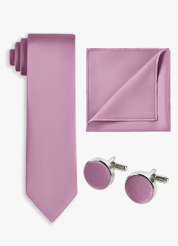 front Matching Color 3-Piece Stretch Satin Wide Tie Set
