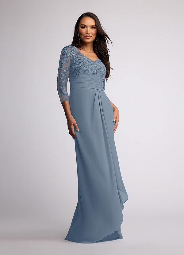 Azazie Joan Mother of the Brides Dresses Twilight Sheath V-Neck Lace Chiffon Dress image1