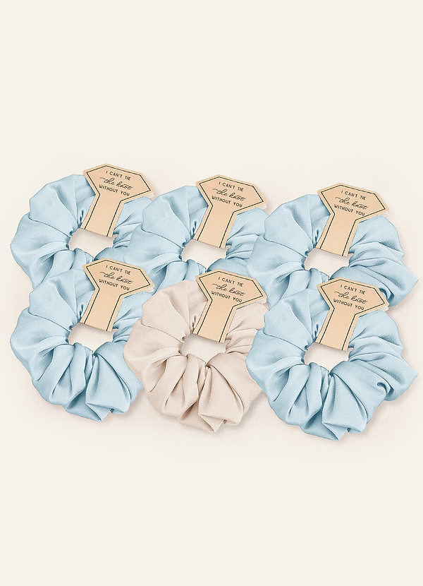 front Matching Color Six-Piece Mixed Color Bridesmaid Stretch Satin Over Size Scrunchie Set