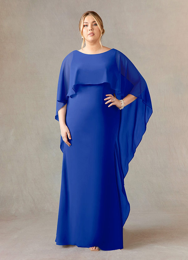 Azazie Dion Vestidos de Madre de la Novia Vestido de Azul Real de Crepé elástico de Recto con Scoop image1