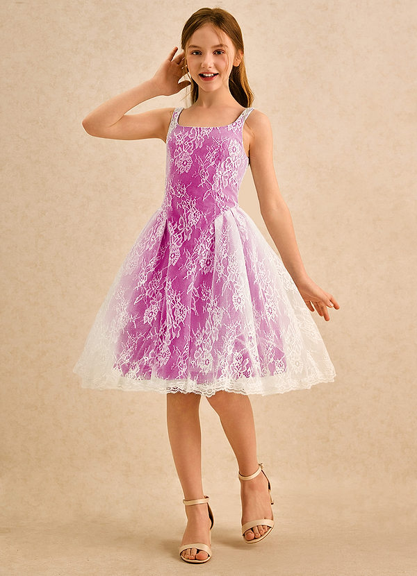 Azazie Cubbie Girls Formal Flower Girl Dresses Fuchsia A-Line Lace Dress image1