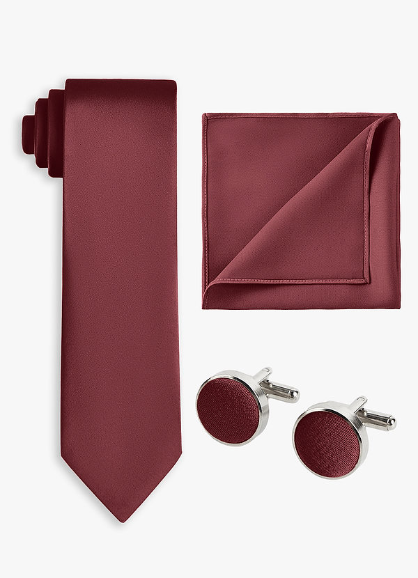 front Matching Color 3-Piece Stretch Satin Wide Tie Set