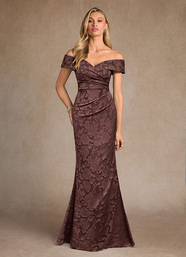 Azazie Canton Morsiamen äidin mekot Mrenneito Olkapään ulkopuolella Floral Burnout Lattian pituus Pukeutua image1