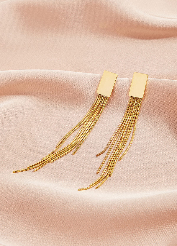 front Simple Metal Solid Color Tassel Earrings