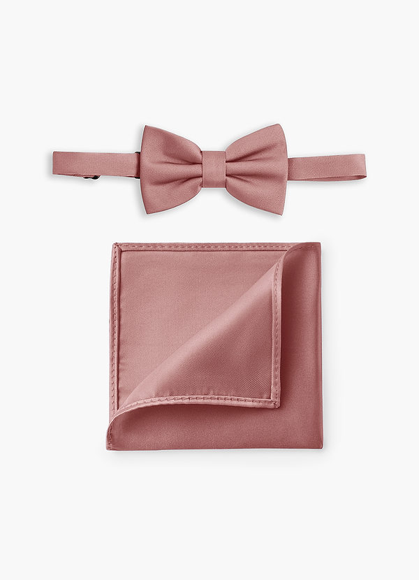 front Boy's Adjustable Stretch Satin Bow Tie & Pocket Square Set
