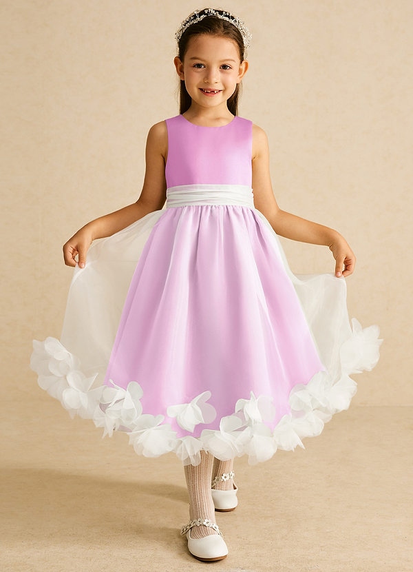 Azazie Stardust Flower Girl Dresses Candy Pink A-Line Sleeveless Organza Dress image1
