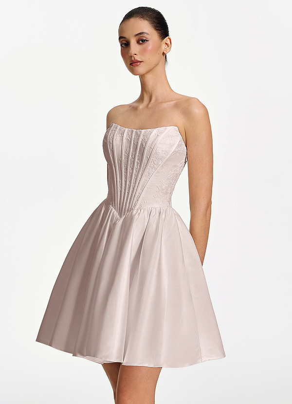 Lisbeth Rose Rougissant Robe mini bustier en dentelle à lacets image1