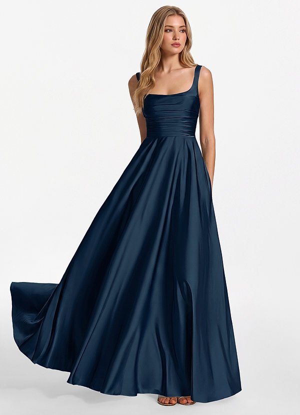 Margot Marine Satin-Korsett-A-Linien-Kleid image1