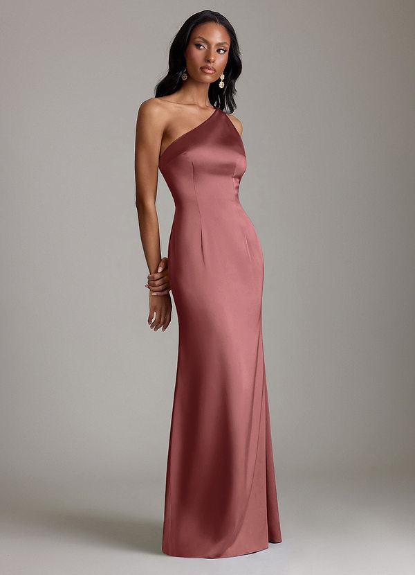 Azazie Voni Abiti da Damigella Abito Sirena in Raso Elasticizzato Monospalla Ametista image1