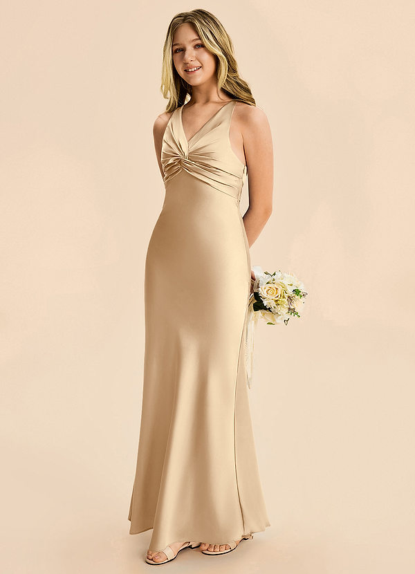 Hati Junior Champagne Mermaid Stretch Satin Dress image1