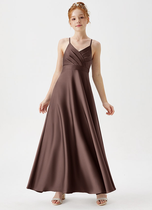 Azazie Avelina Junior Klä av A-Line i Stretch Satin Plisserad image1