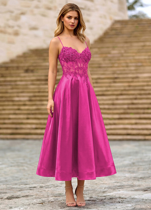 Cemtine Rose Rouge Dentelle, paillettes, broderie satinée, invitée de mariage image1