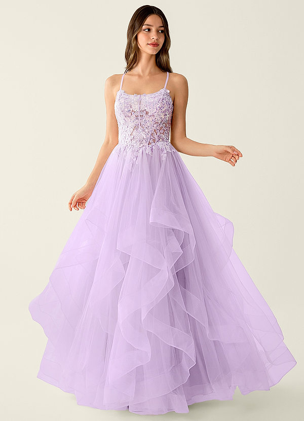 Mosaic Purple Ruffle Prom Dress image1
