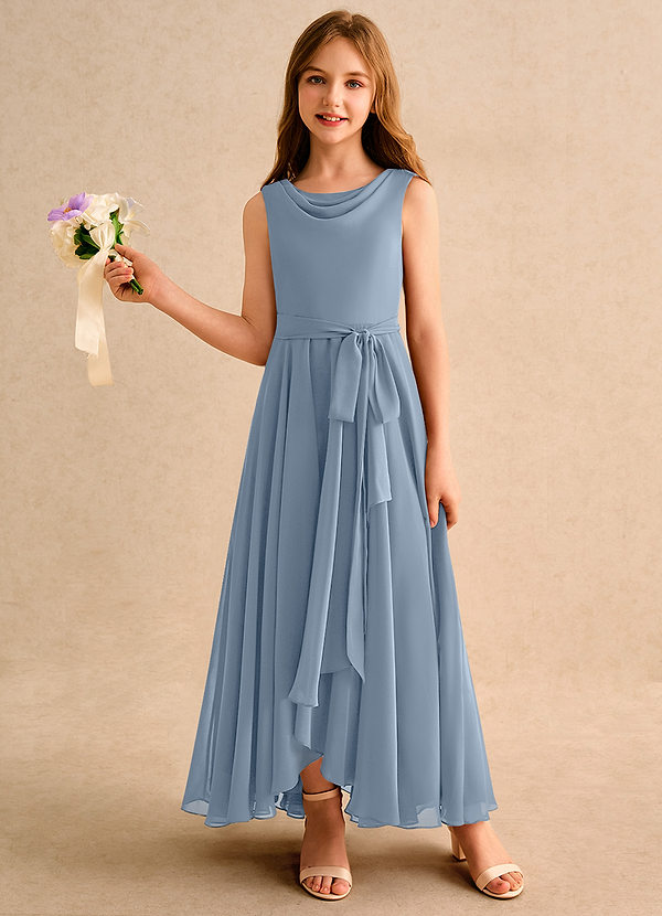 Azazie Wonderland Junior Formal Klänningar för brudeflicka Klä A-Line i Chiffong Plisserad image1