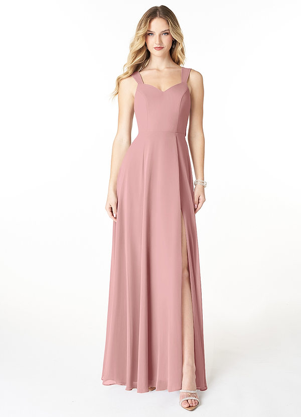 Azazie Julie Bridesmaid Dresses Dusty Rose A-Line Sweetheart Neckline Chiffon Dress image1