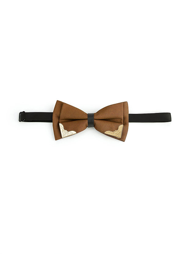 Satin and Engraved Metal Tips Pre-Tied Bow Tie