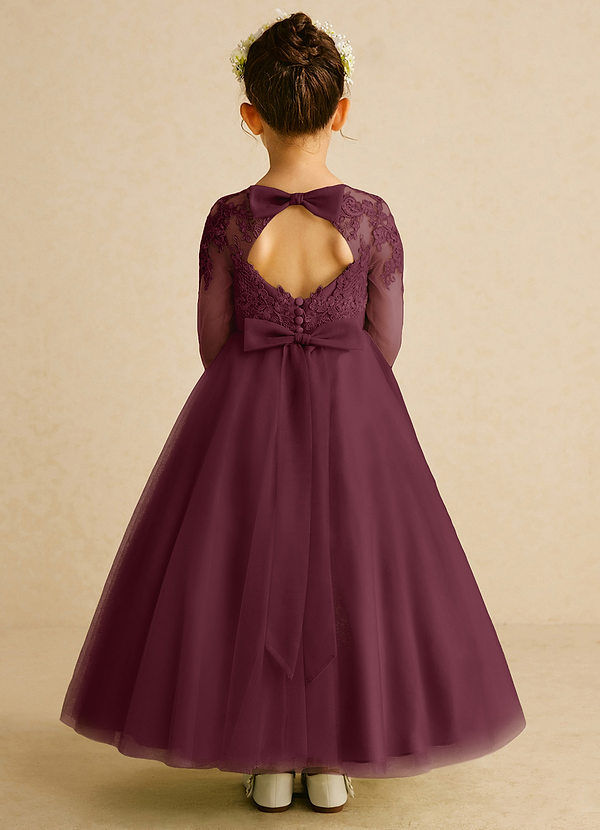 Azazie Precious Blumenkinder Kleider A-Linie Spitze Tüll Kleid Cabernetrot image1