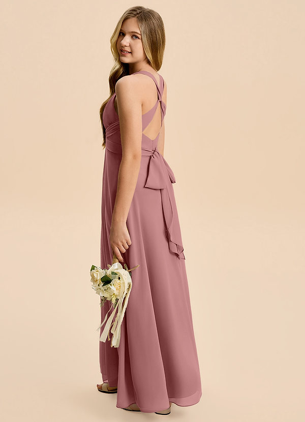 Azazie Kirsten Junior Desert Rose A-Line Pleated Chiffon Dress image1