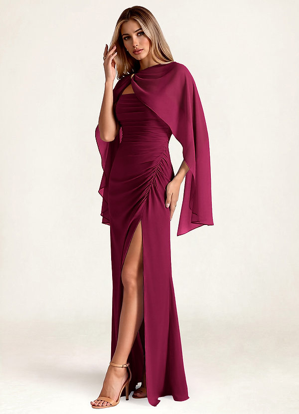 front Azazie Matching Chiffon Cape with Metal Ring Clasp
