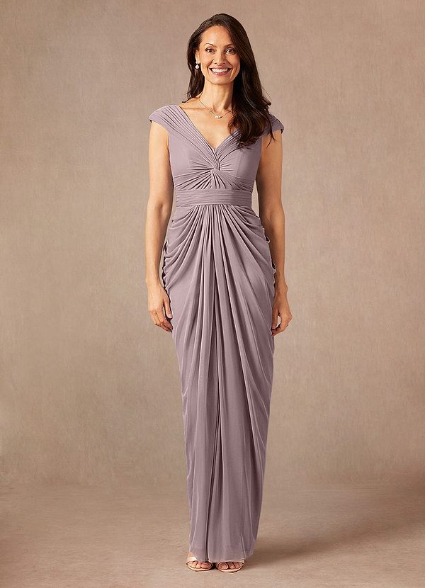 Azazie Lisolette Mother of the Brides Dresses Dusk Sheath Pleated Mesh Dress image1