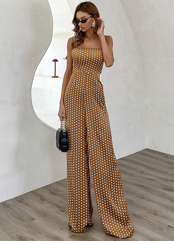 Missord Tie Back Wide Leg Polka Dot Cami Jumpsuit Dresses Azazie