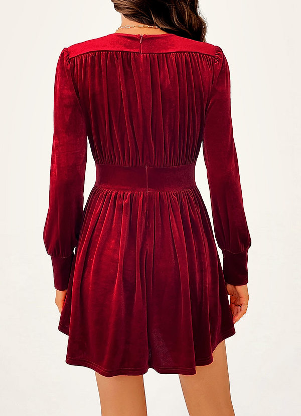 back Gambell Bordeaux Mini robe en velours à manches longues