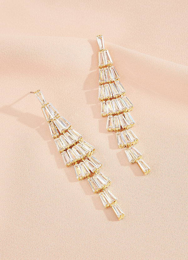 front Zirconia Tassel Drop Earrings