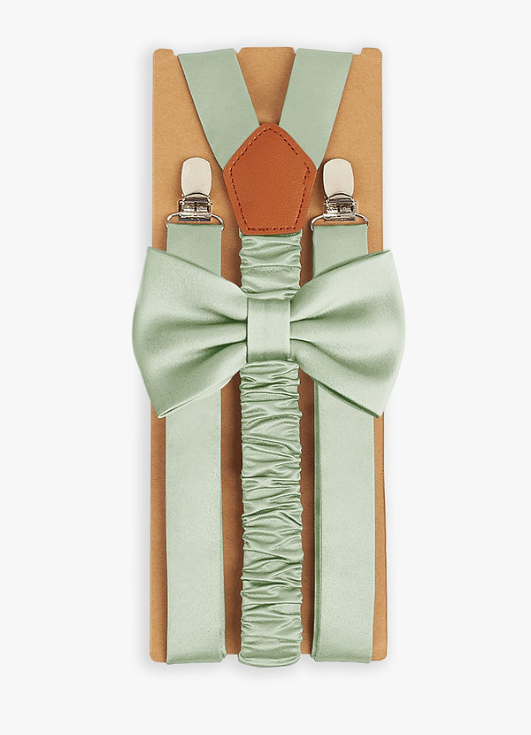front Matching Matte Satin Bow Tie & Suspenders Set
