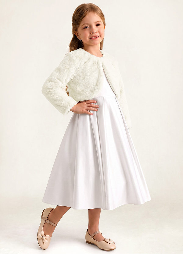front Flower Girl Faux Fur Jacket