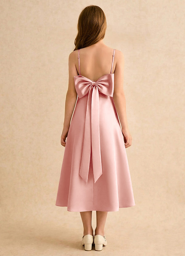 Azazie Jaella Girls Formal Klänningar för brudeflicka Klä A-Line i Matt satäng Plisserad image1