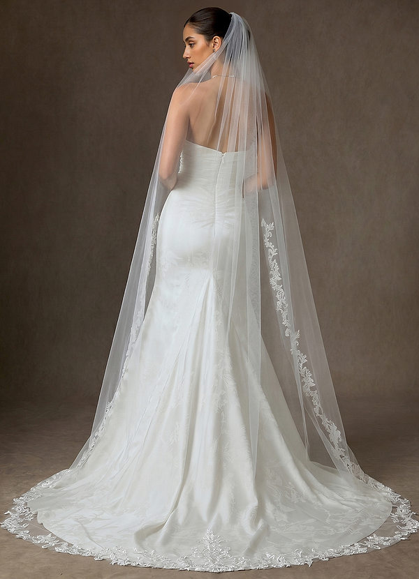front Extended Lace Trim Maria Cathedral Veil